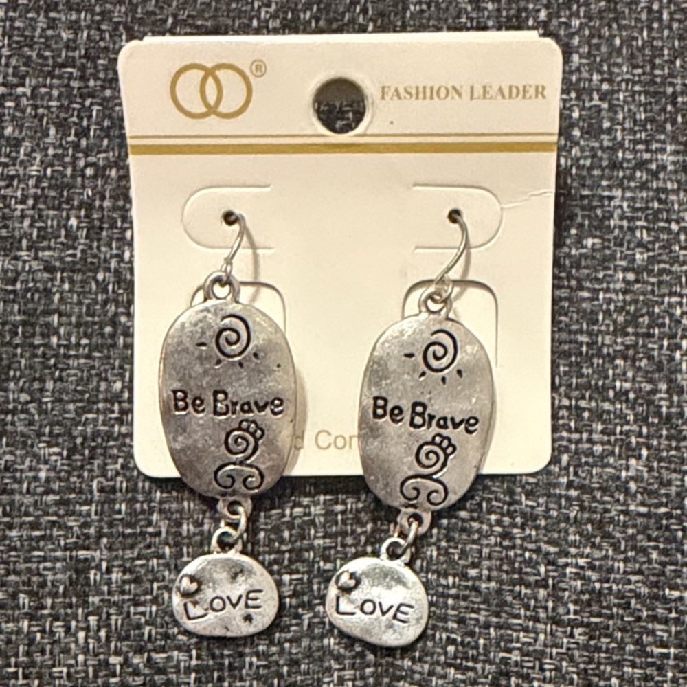 Silver 'Be Brave' Earrings